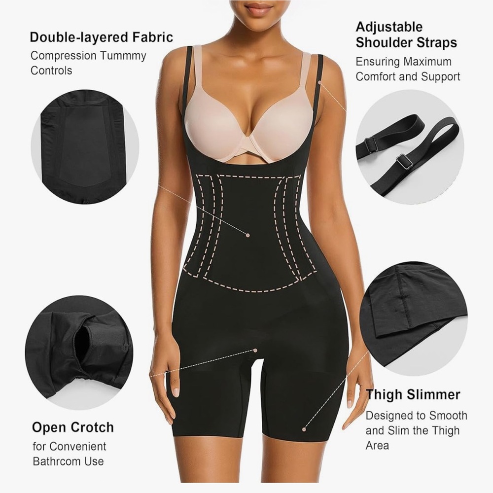 Shaperx Shapewear For Women Tummy Control Open Bust Thigh Slimmer Body Shaper M — image 3 of 3